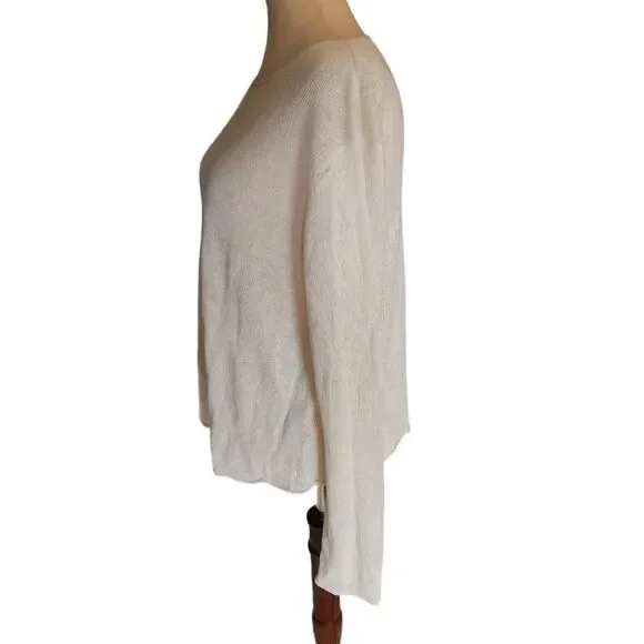 Eileen Fisher Ivory Linen Knit Sweater Scoop Large - Picture 2 of 9